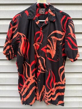 Caribelle Batik | 100% Cotton Button Down Mens Short Sleeve Shirt Medium